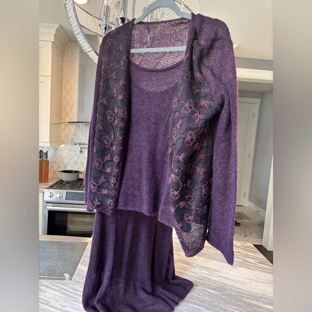 Anna Rachele made in Italy 3 peace, eggplant, coloured knit set size small